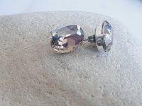 Silver Shade Oval Stud Earrings in Silver Plated | Valentine's Day Gift for Partner