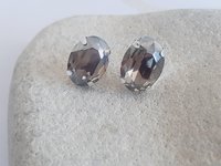 Silver Shade Oval Stud Earrings in Silver Plated | Valentine's Day Gift for Partner