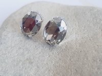 Silver Shade Oval Stud Earrings in Silver Plated | Valentine's Day Gift for Partner