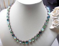 Chrysolite Opal Rhinestone Tennis Necklace | Wife Anniversary Gift