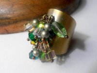 Crystal Beads Cuff Ring Adjustable in Antique Bronze | Birthday Gift for Bestfriend