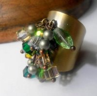 Crystal Beads Cuff Ring Adjustable in Antique Bronze | Birthday Gift for Bestfriend