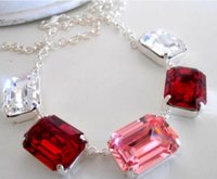 Bold Statement Necklace | Multi colored Bib Crystal Collier