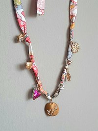 Personalized Bohemian Bandana Necklace: Zodiac Charm, Colorful Ribbon
