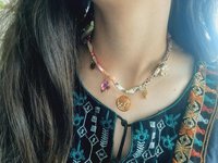 Personalized Bohemian Bandana Necklace: Zodiac Charm, Colorful Ribbon