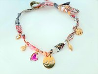 Personalized Bohemian Bandana Necklace: Zodiac Charm, Colorful Ribbon