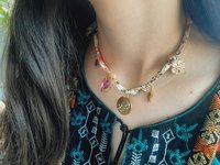 Personalized Bohemian Bandana Necklace: Zodiac Charm, Colorful Ribbon