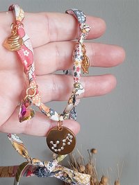 Personalized Bohemian Bandana Necklace: Zodiac Charm, Colorful Ribbon