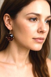 Chocolate Brown Square Earrings | Gold Jewelry for Gift