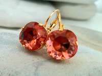 Peach Rose Cushion Earrings | Gold Jewelry for Everyday Wear