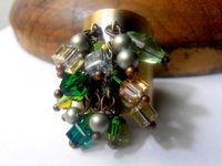 Crystal Beads Cuff Ring Adjustable in Antique Bronze | Birthday Gift for Bestfriend