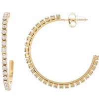 Gold Rhinestone Hoop Earrings | Stainless Steel Bridal Hoops