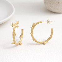 Leaf Hoop Earrings in Gold Stainless Steel Jewelry (35mm)
