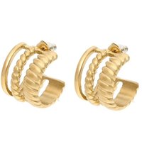 Stainless Steel Double Hoop Earrings in Gold | Modern Jewelry