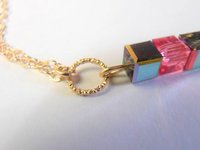Minimalist Medium Vitrail/Rose Cube Beads Necklace 14/20Kt Gold Filled Pendant for everyday minimalist wear