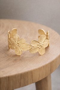 Bold Floral Cuff Bracelet in Gold Plated | Waterproof Botanical Jewelry