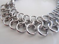 Rhodium Chainmaille Statement Bracelet / Wide Thick Chain / Flat Chainmail Jewelry for Women / Fashion Accessories for women / Birthday Gift