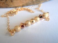 Gold Filled Bar Pendant Necklace / Dainty Crystal Pendant / Rose Gold Bicones/Glitter Beaded Necklace 14/20K / Valentine's Gift