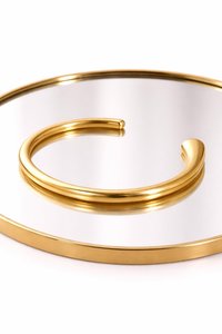 Gold Cuff Bracelet | Gold Stainless Steel Jewelry | Adjustable Bangle