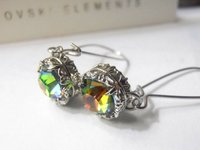 Medium Vitrail Crystal Drop Wire Earrings in Platinum | Art Deco Style Jewelry 