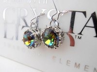 Medium Vitrail Crystal Drop Wire Earrings in Platinum | Art Deco Style Jewelry 