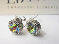 Medium Vitrail Crystal Drop Wire Earrings in Platinum | Art Deco Style Jewelry 