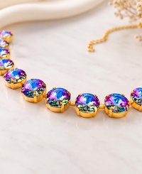 Layered Crystal Necklace with Crystal Charms | Layering Statement Necklace