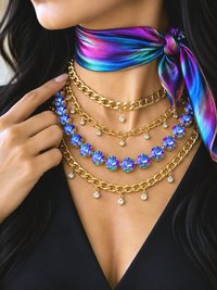 Layered Crystal Necklace with Crystal Charms | Layering Statement Necklace