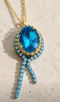 Blue Swarovski Crystal Oval Pendant Necklace | Statement Jewelry