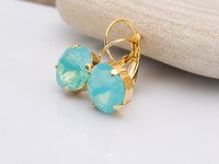 Pacific Opal Cushion Cut Earrings | Swarovski Crystal Jewellery