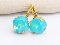 Pacific Opal Cushion Cut Earrings | Swarovski Crystal Jewellery