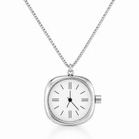 Watch Charm Pendant | Stainless Steel Long Chain Clock Necklace
