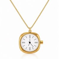 Stainless Steel Watch Charm Necklace | Mid Century Chain Pendant