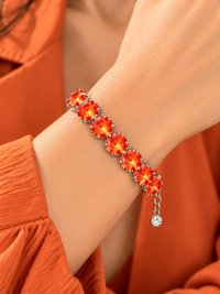 Orange Ignite Tennis Bracelet | Swarovski Austrian Crystals | Cocktail Jewelry