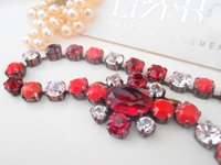 Red Multi Colors Crystal Tennis Necklace | Georgian Style Jewellery