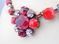 Red Multi Colors Crystal Tennis Necklace | Georgian Style Jewellery