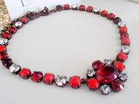 Red Multi Colors Crystal Tennis Necklace | Georgian Style Jewellery