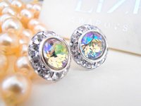 Luminous Green Rhinestone Halo Stud Earrings