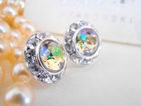 Luminous Green Rhinestone Halo Stud Earrings