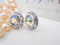 Luminous Green Rhinestone Halo Stud Earrings