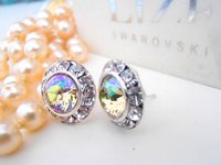 Luminous Green Rhinestone Halo Stud Earrings