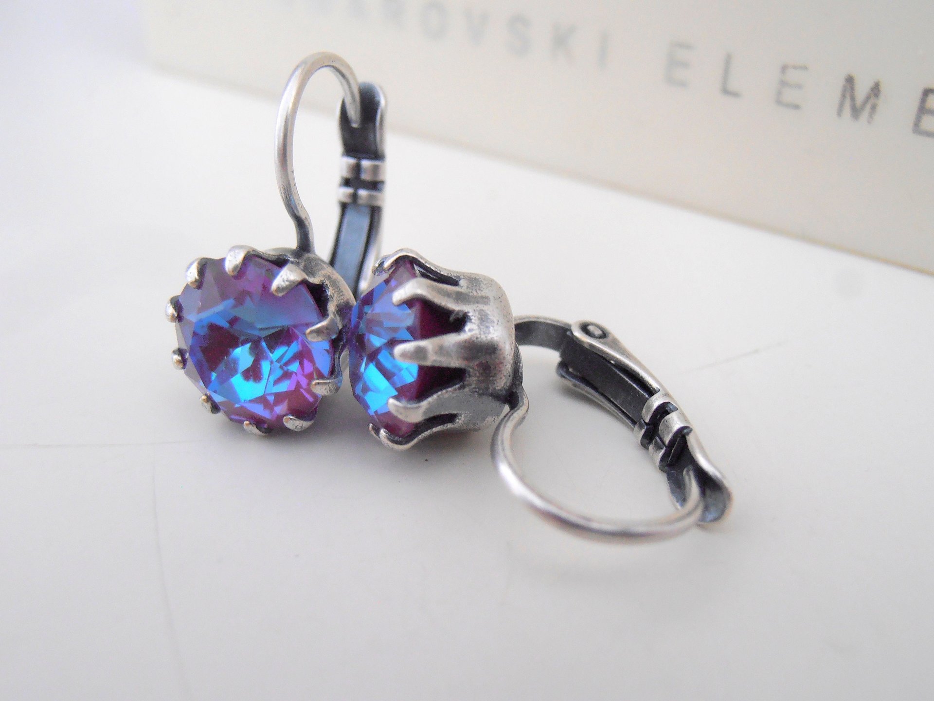 Burgundy DeLite Crystal Drop Earrings in Silver Plating