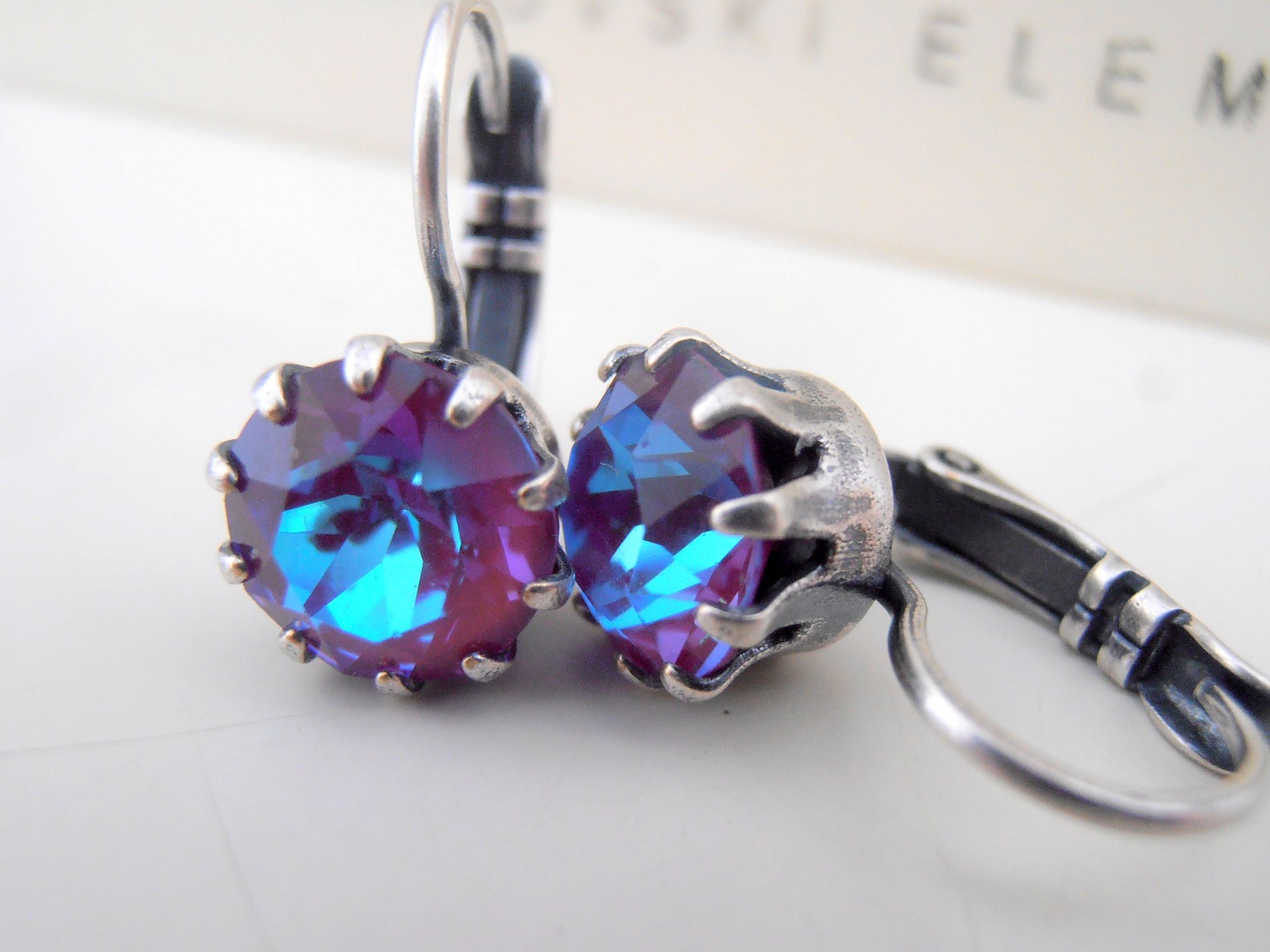 Burgundy DeLite Crystal Drop Earrings in Silver Plating