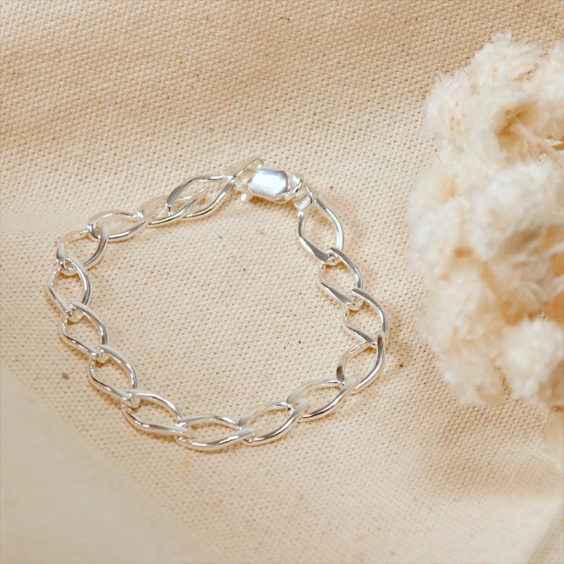 Customized Sterling Silver Chain Bracelets, 925 Bracelet, Letter Charms