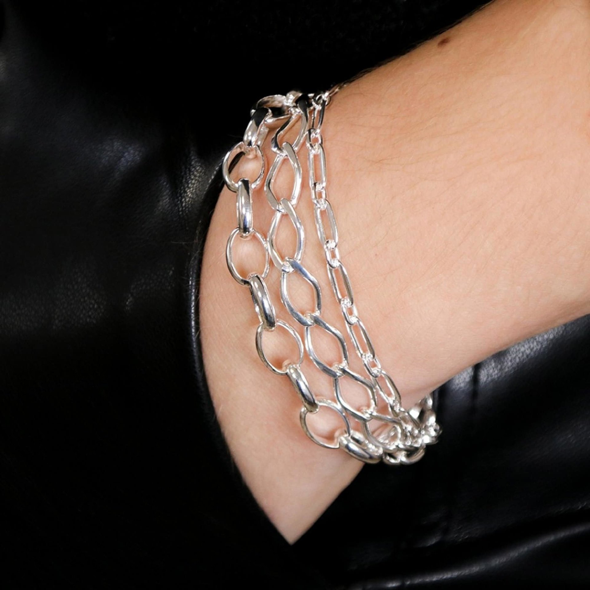 Customized Sterling Silver Chain Bracelets, 925 Bracelet, Letter Charms