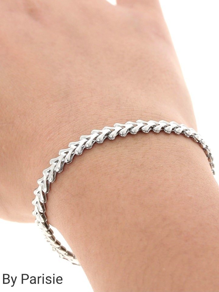 Stylish Stainless Steel Herringbone Bracelet, Specialty Chevron Metal Chain for Wrist, Modern Everyday Jewelry for Females, Gift for Sister