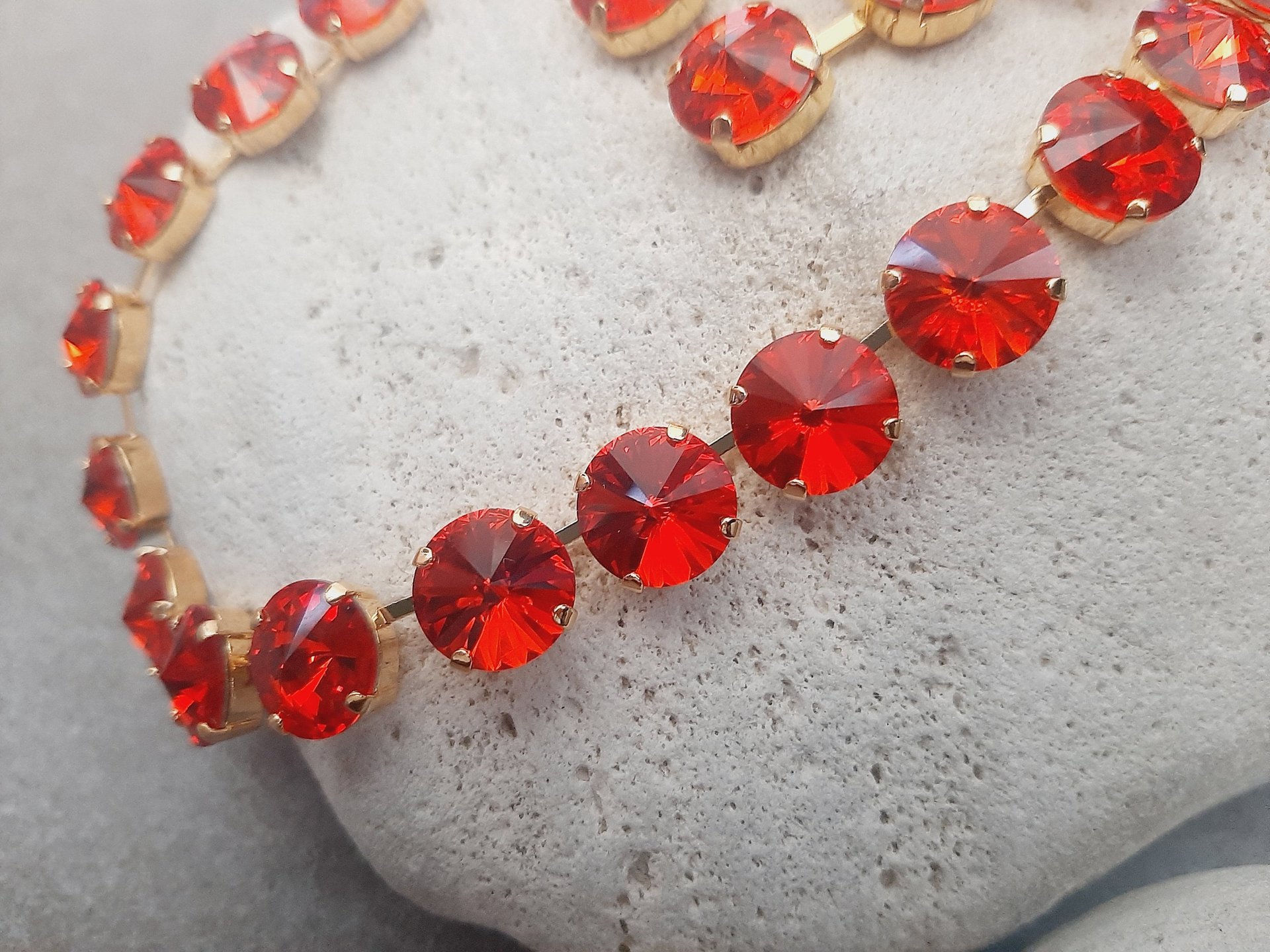 Hyacinth Orange Crystal Three Stone Dangle Earrings in Gold Rivoli Lever back Drop Earrings Statement Jewelry Anniversary Gift for Wife