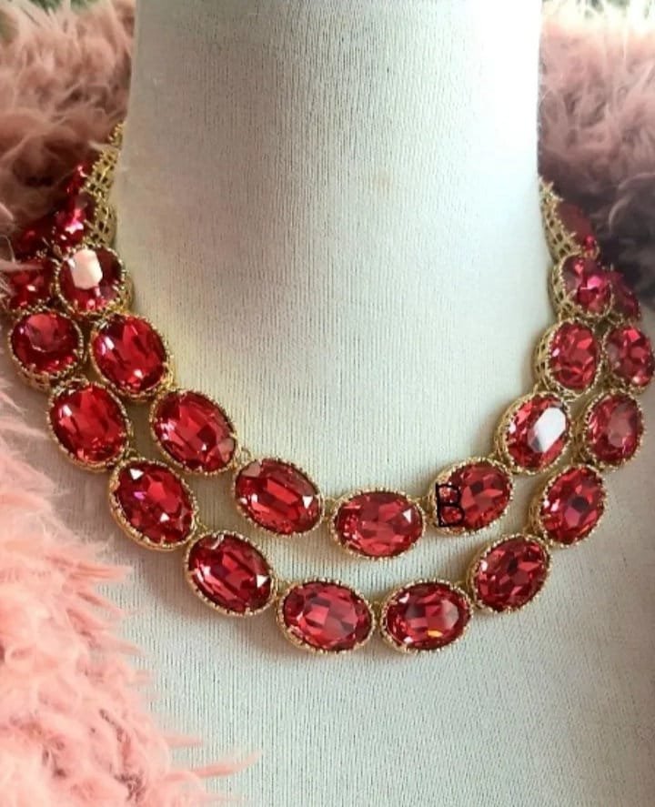 Pink Crystal Chunky Riviere Necklace | Anna Wintour Jewelry