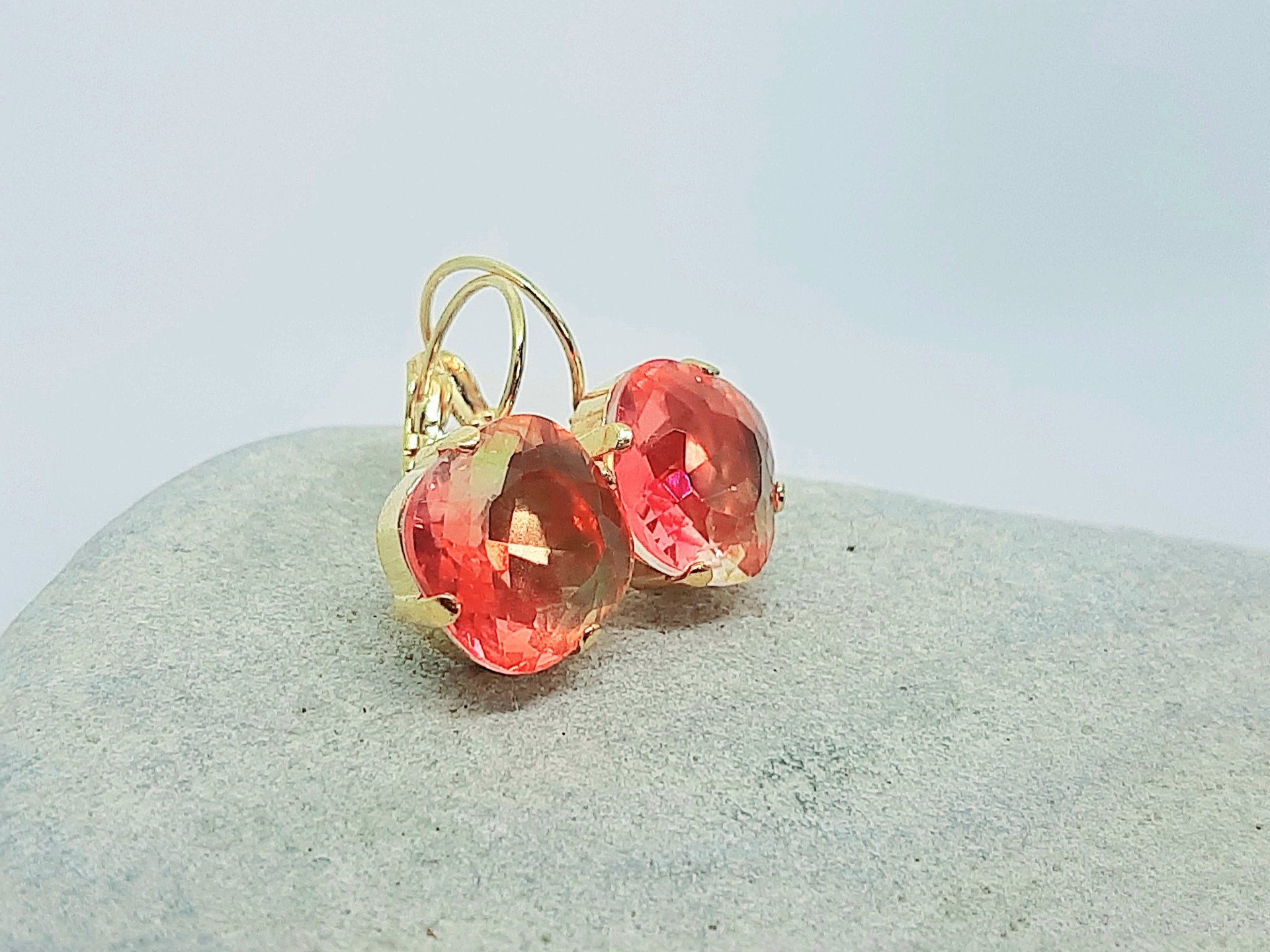 Orange Tourmaline Gradient Dangle Earrings in Gold 