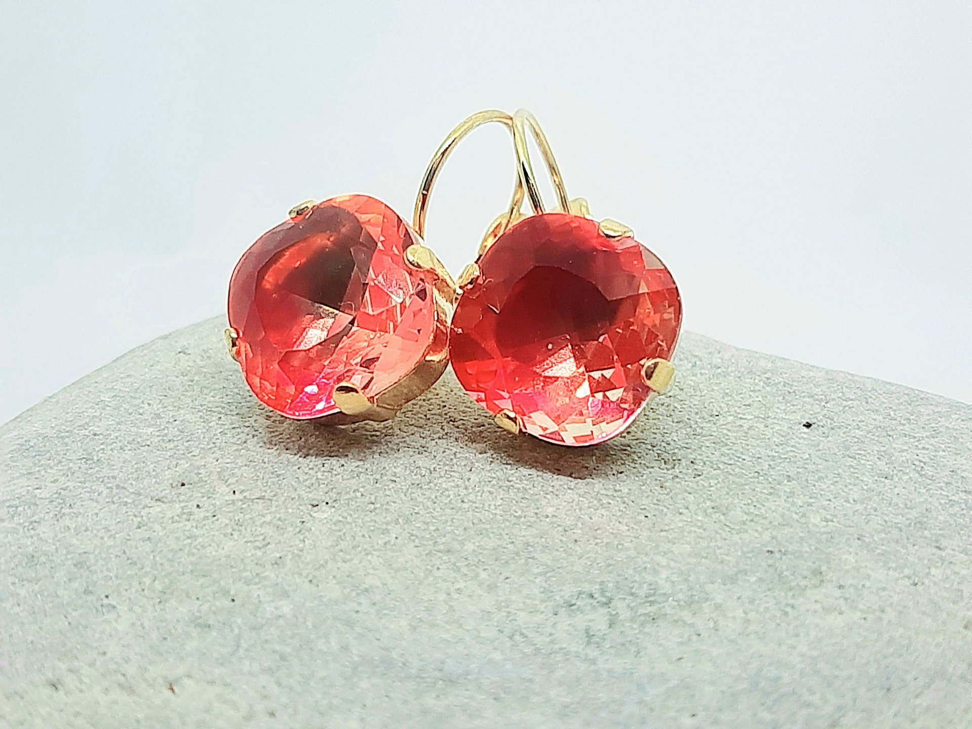 Orange Tourmaline Gradient Dangle Earrings in Gold 